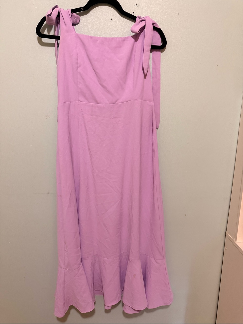 Tie-Shoulder Lavender Midi Dress